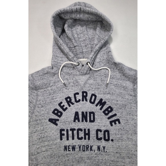 Abercrombie Fitch Hoodie Mens M Gray Embroidered 3D Letters Vintage Limited Use - Picture 1 of 10